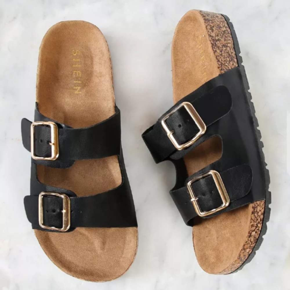 LAST PAIR Double Buckle Slide-On Sandles